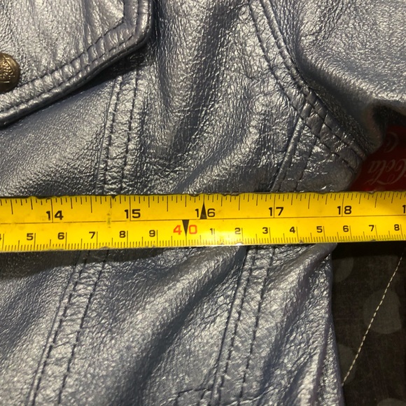 The Leather Ranch metallic blue leather skirt and jean style jacket - Picture 9 of 12